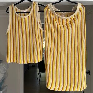 JOE FRESH Multicolour Striped Knit Tank & Midi Skirt Set - Size XL